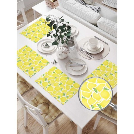 Set of napkins for setting the table "Lemon canvas", rectangular, size 32x46 cm, 4 pcs-1