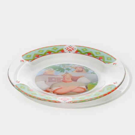 Glass plate "Three heroes", D = 19.5 cm-1
