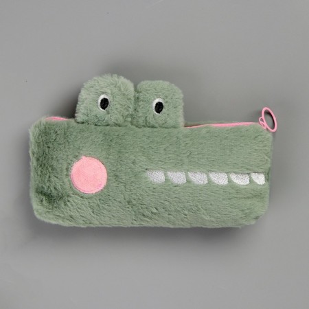 Penal school soft "crocodile", 20x8 cm, plush, green-1