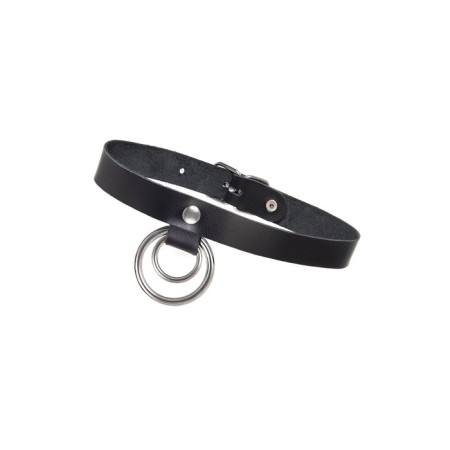 Pecado BDSM chocker-sewer, ring in the ring, genuine leather, black-3