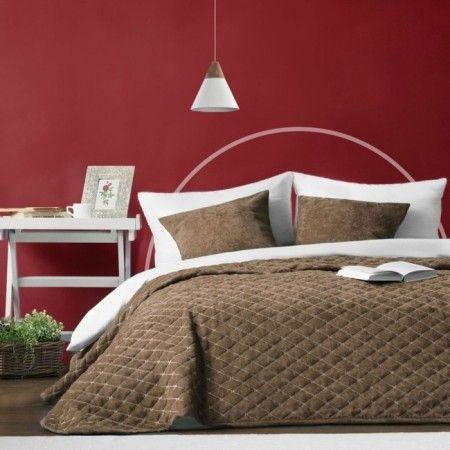 Bedspread with pillowcases "Tina", size 160x230 cm, brown color