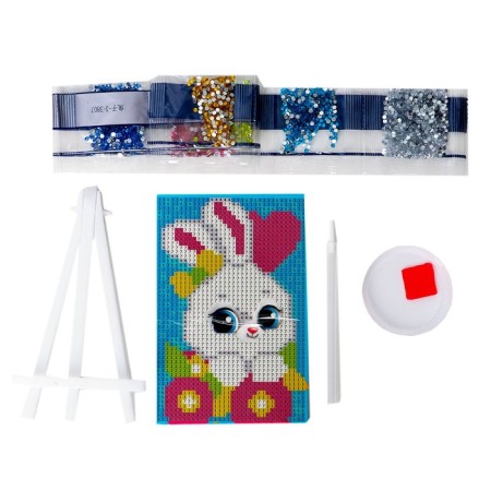 Diamond mosaic with partial filling on the stand for children "Bunny", 10 x 15 cm-5