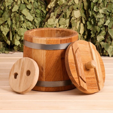 Oak tube, 3l, stainless hoop, with a lid, with a nest-3