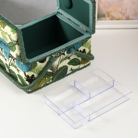 Casket for needlework "Tropical leaves on green" 19x26x14.5 cm-6