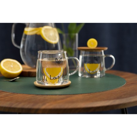Glass mug with a wooden lid "Lemonchik", 350 ml-7