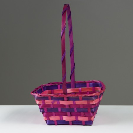 Wicker basket, 20 x 20 x 10/33 cm, purple, bamboo-1