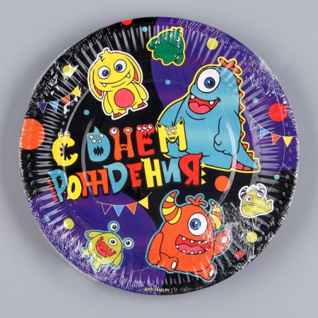 Disposable paper plate "Monster", 18 cm-4