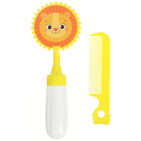 A set of combing a rattle of "lion", 2 items: comb with teeth + brush