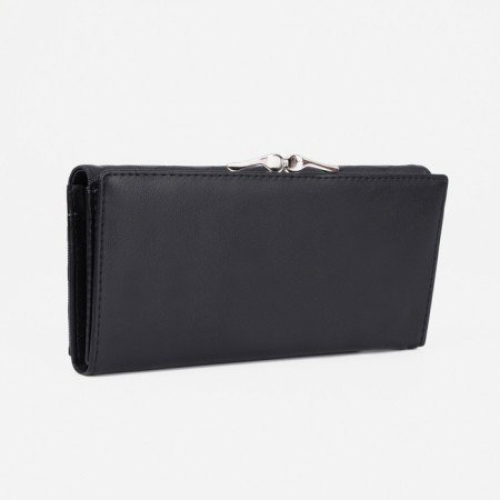 Women's wallet on magnets, black color-1