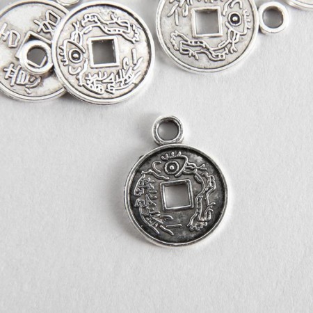 Decor for creativity Metal "Chinese Coin" silver 1.7x1.3 cm