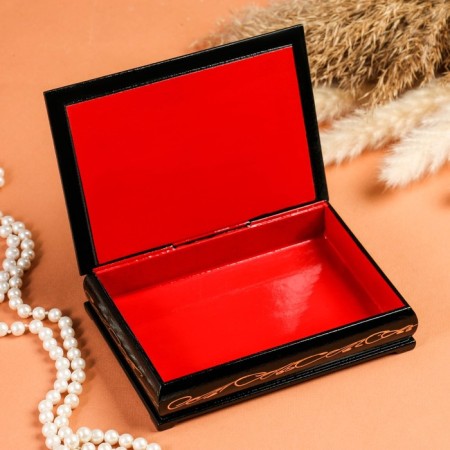 Casket "Flowers", 11 × 16 cm, lacquer miniature-1
