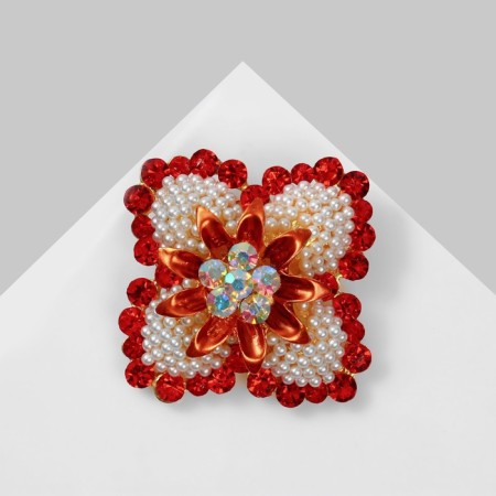 Brooch "Flower" is unusual, the color is red-white in matte gold