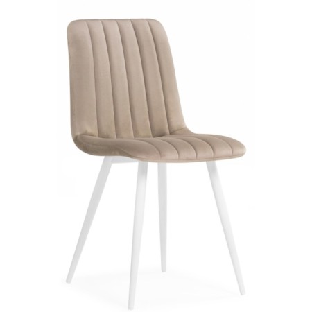 Stool on the metal frame Dani metal/velor, white/beige 43x48x85 cm