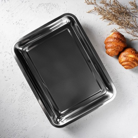 Stainless steel baking sheet, 3.8 liters, 39.5 × 29 × 5.5 cm, chrome color-3
