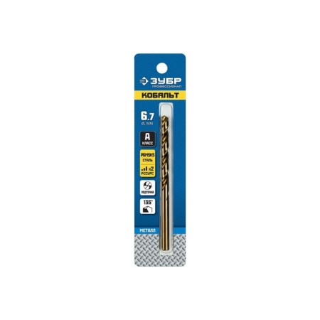 Zubble metal drill, steel P6M5K5, cylindrical shank, 6.7 x 109 mm, class A-1