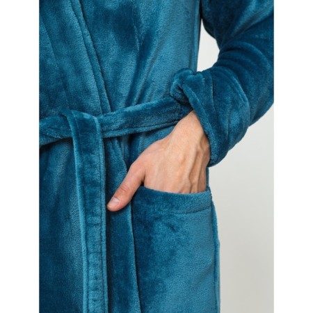 Male dressing gown with a hood, size 52, emerald color-9