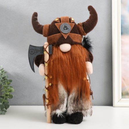 Interior doll "Viking with ax" Red 15x12x35 cm