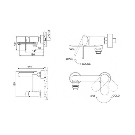 Bravat Opal bath mixer, with short surge-1