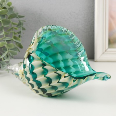Suvenir glass "Sink with a pattern of waves" under the Muranian glass 21x9x12 cm-1