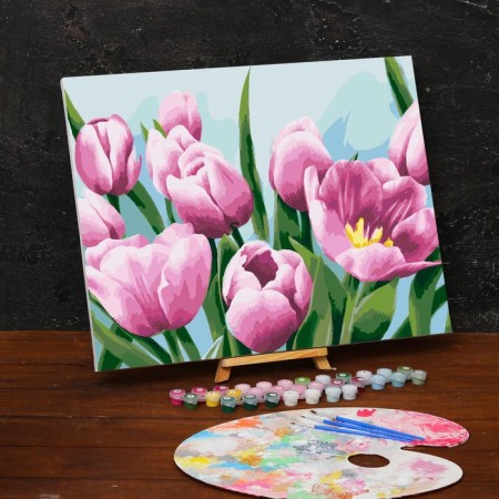 Picture on numbers on canvas with a subframe of "tulips", 40 x 50 cm-1