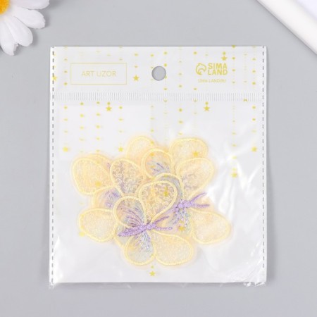 Decor for creativity Textile Embroidery "Blub yellow-lilac" 4.5x4 cm-3