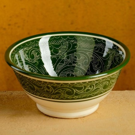 Rishtan ceramics "Patterns", 18 cm, large, green-4