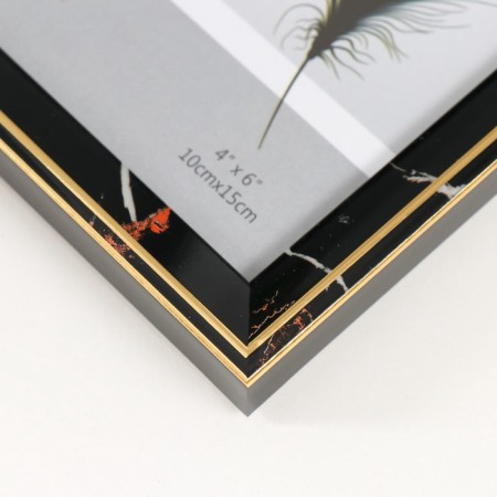 Photo frame plastic 10x15 cm "Black marble with a gold frame" 12x17 cm-3
