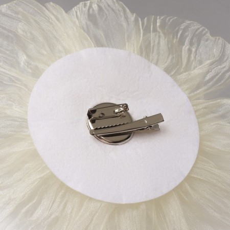 Textile “flower” brooch voluminous, weightless, white color-1