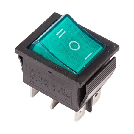 Klavim Switch 250V 15A (6C) On-OFF-ON Green with backlight and neutral (RWB-509, SC-767) R