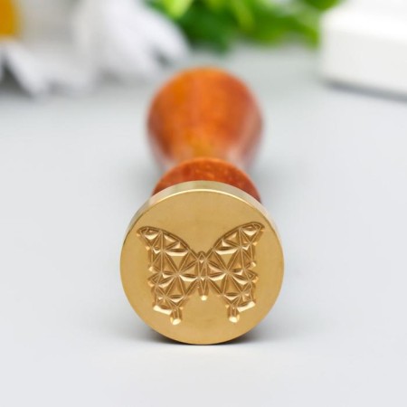 Printing for wax with a wooden handle "Butterfly 3D" 9x2.5x2.5 cm-1