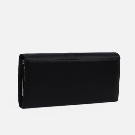 Women's wallet on magnets, black color-1