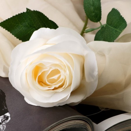 Artificial flowers "Rose Karina" 7x56 cm, white-1
