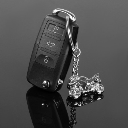 Cartage keychain, motorcycle, metal, dark chromium