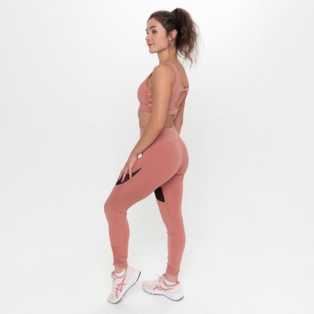Female sports leggings, pink/black color, size 46 (m)-6