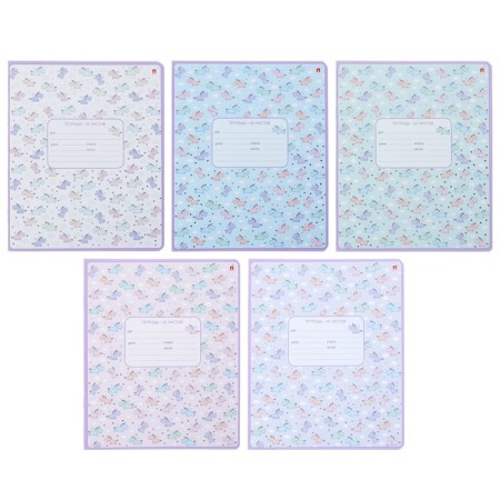 Notebook of 12 sheets in the “Unicorn” cage, cover coated cardboard, foil, 5 species mix