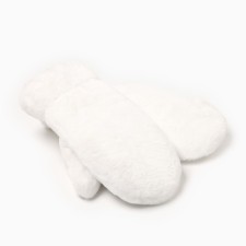 Women's mittens minku, milk color, 26 cm