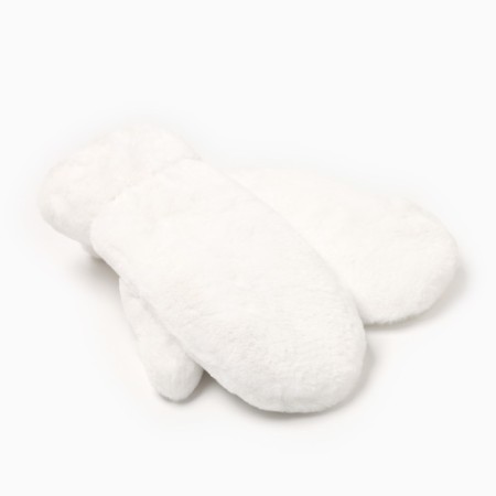 Women's mittens minku, milk color, 26 cm