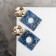 Earrings Assorted "Azelia" crumpled circles, blue-yellow color in gold