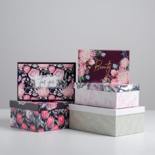 Set of boxes 5 in 1, gift packaging, “flower”, 22 x 14 x 8.5 - 32.5 x 20 x 12.5 cm
