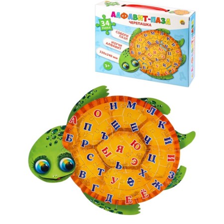 Alphabet Puzzle "Turtle", 34 elements-1