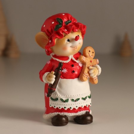 Polystone souvenir "Mouse in red with a white apron, with ginger liver" 7x5.5x11.5 cm-1