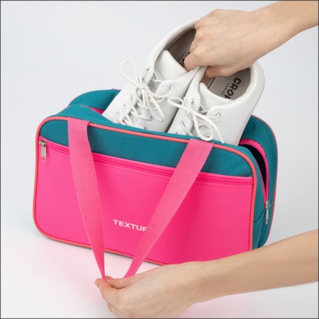 Lightning bag, external pocket, textura, pink/turquoise color-3