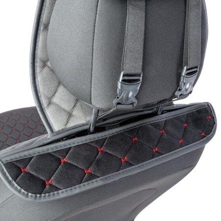 Caps on the front seats Car Performance, 2 pcs, alcantara, rhombus, black-red-3