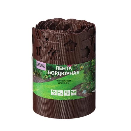 Border tape, 0.2 × 9 m, thickness 1.2 mm, plastic, curly, brown, mix, Greengo-8