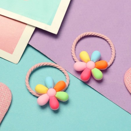 Hair elastic band "Baby" (set 2 pcs) seven -color, 3 cm, multi -flow-1