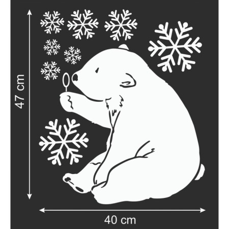 Decorative sticker for windows "Bear and snowflakes" 40x47 cm-1