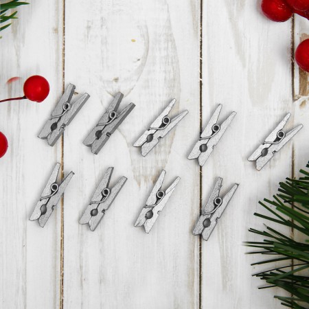 Set of decorative clothespins in silver, 50 pcs., Size: 2.5 cm