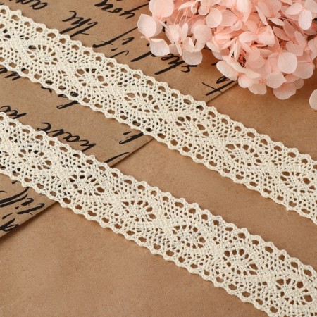 Knitted lace, 25 mm × 15 ± 1 m, beige color-1