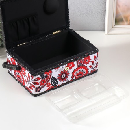 Casket for needlework "Folk Flower pattern" 24x16x11 cm-3