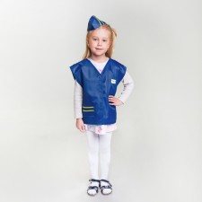 Stewardess carnival costume, vest, cap, 4-6 years old, height 110-122 cm